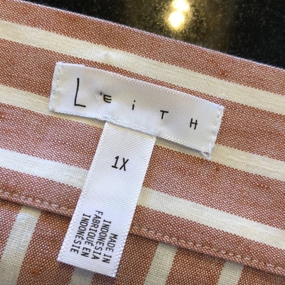 Leith Linen Blend True Wrap Covered Button Down MIDI Skirt Size 1X NWOT - Picture 8 of 10